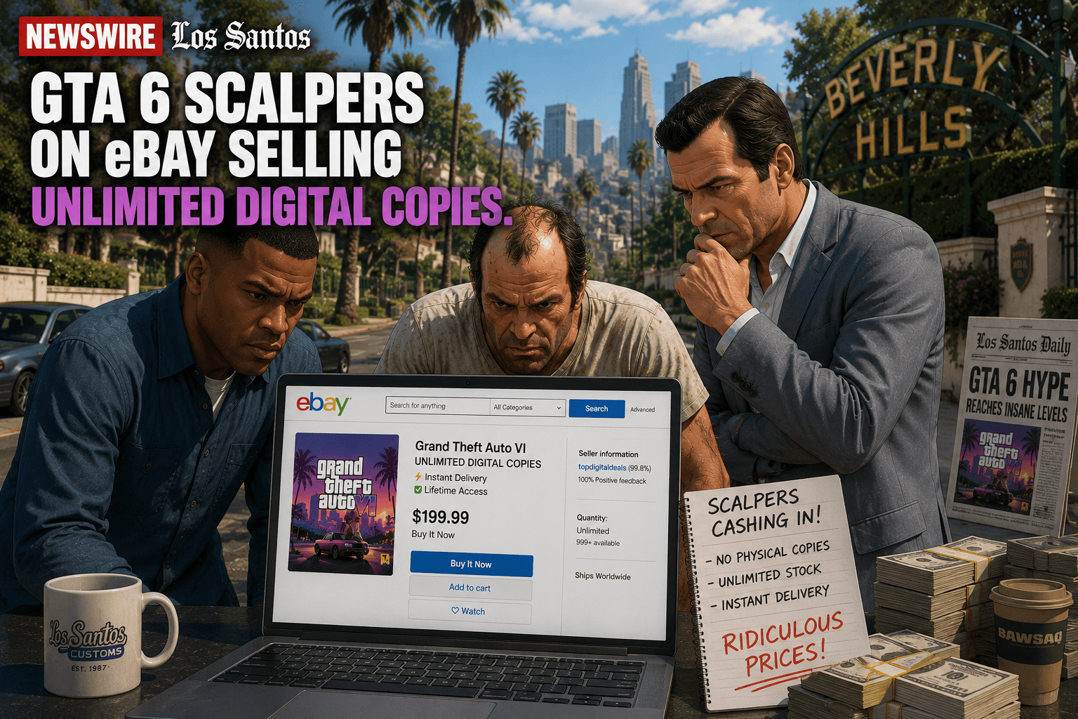 GTA 6 Scalpers Are Listing Pre-Orders on eBay for $120-$138 — For a Fully Unlimited Digital Game. Do Not Buy From Them.