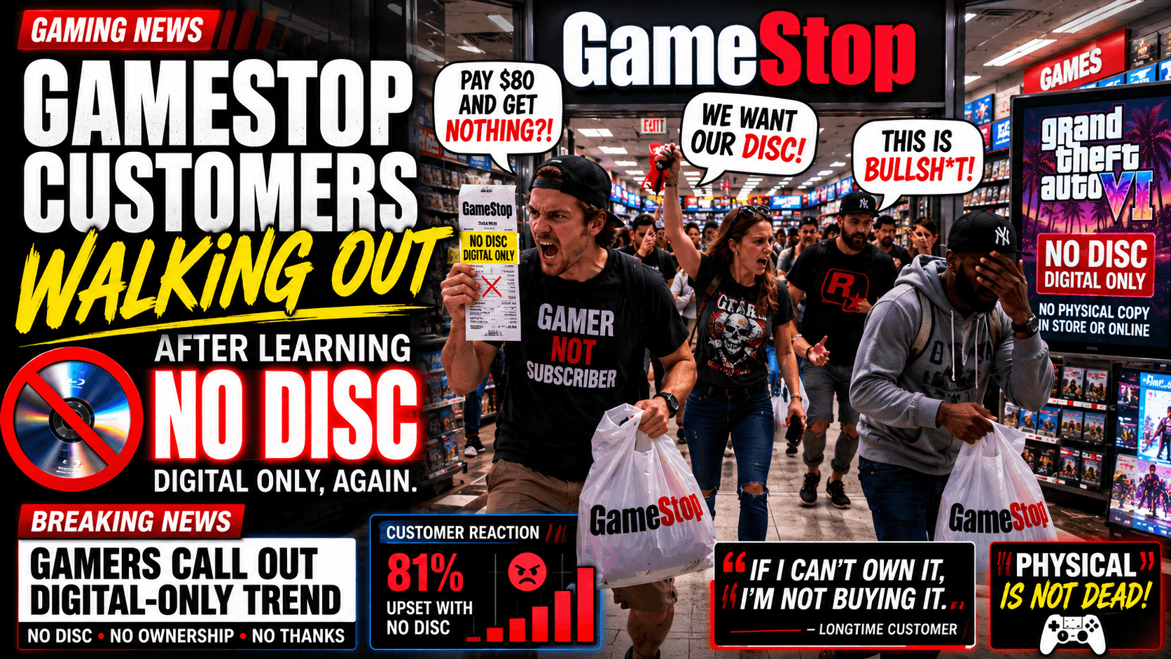 GameStop Employees Report Customers Physically Leaving Stores After Being Told GTA 6 Physical Copies Contain No Disc