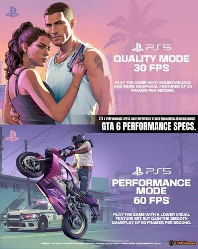 GTA 6 PS5 and Xbox Series X Retail Listing Reveals Performance and Quality Graphics Modes — Is 60 FPS Happening?